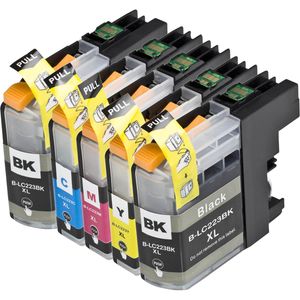 Ink Hero huismerk vervangt Brother LC223 – inktcartridges, 2x zwart + 3 kleuren, hoge capaciteit (LC221)