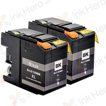 2 stuks Brother LC129BK inktcartridges zwart ultra hoge capaciteit (Ink Hero Huismerk)