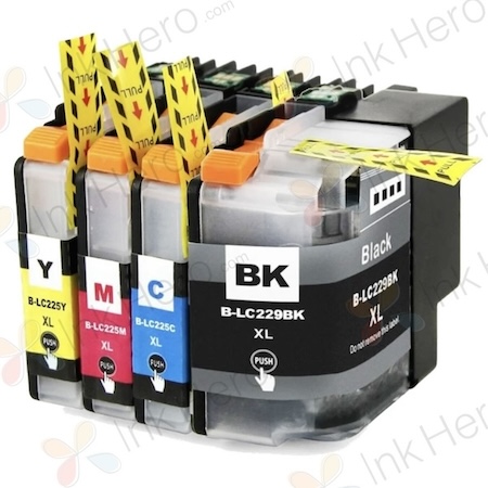 4 stuks Brother LC229 & LC225 inktcartridges super hoge capaciteit (Ink Hero Huismerk)
