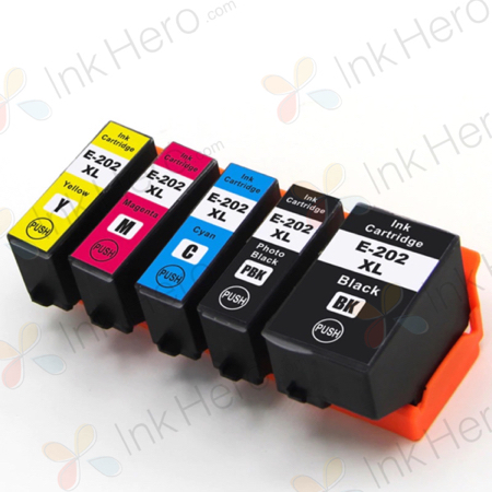 5 stuks Epson 202XL inktcartridges hoge capaciteit (Ink Hero Huismerk)