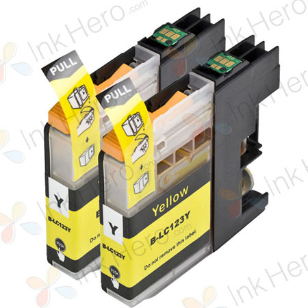 2 stuks Brother LC123 (LC121) inktcartridges geel hoge capaciteit (Ink Hero Huismerk)