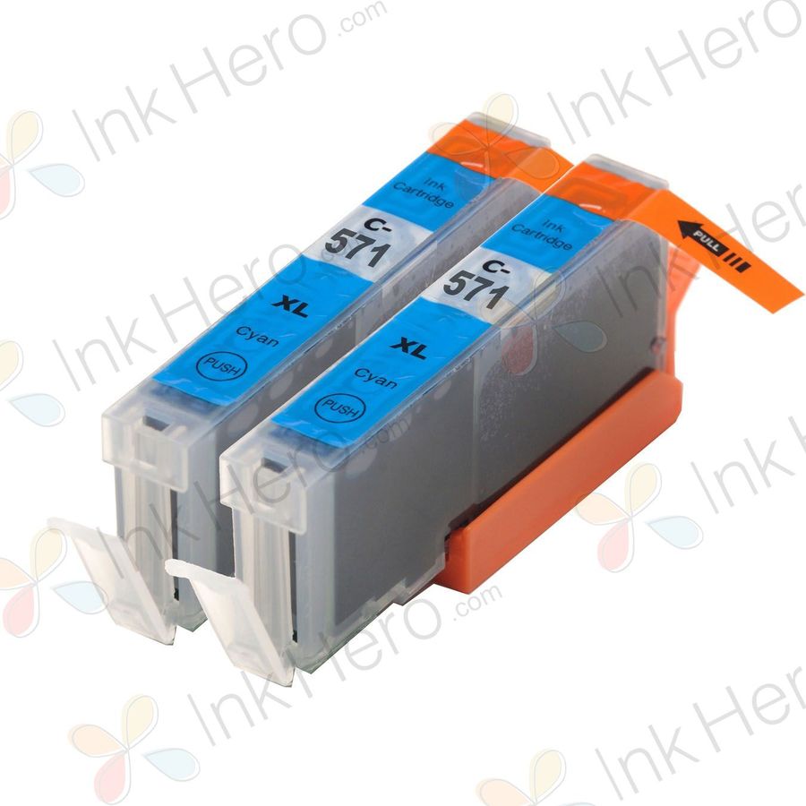 2 stuks Canon CLI-571XL inktcartridges cyaan hoge capaciteit (Ink Hero Huismerk)